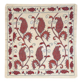 20"x19" Modern Cushion Cover. 100% Silk Lace Pillow. Hand Embroidered Pillowcase For Sale