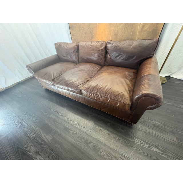 Rh Original Lancaster Leather 3-Cushion Sofa – 8' | Luxe Depth | Italian Brompton | Cocoa For Sale - Image 10 of 18