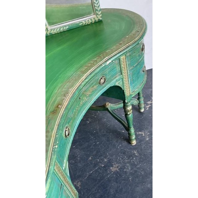 Green Vintage Distressed Mirrored Vanity and Chair For Sale - Image 8 of 12