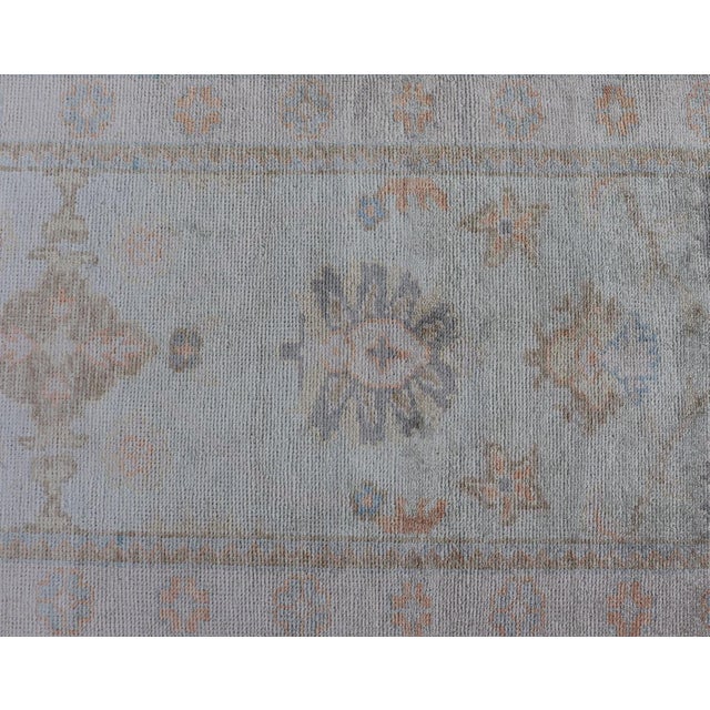 Ivory Long Turkish Oushak Runner in Ivory With Faded Green and Terracotta 2'10 X 21'0 For Sale - Image 8 of 13