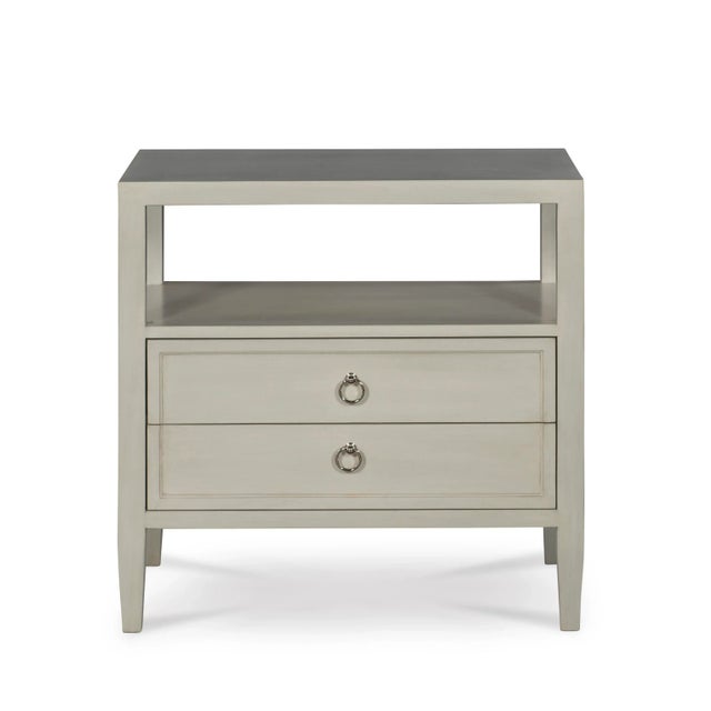 Transitional Harbor Wood & Metal Two Drawer Nightstand For Sale - Image 3 of 5