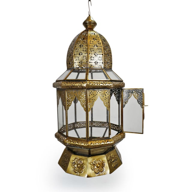 Moorish Brass Clear Glass Lantern Chairish