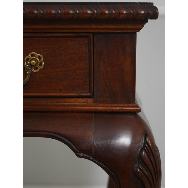 Wood Century Queen Anne Mahogany Banded Two Drawer Console Table For Sale - Image 7 of 17