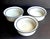 Offered is a set of 3 vintage Dansk Blue Mist rimmed soup bowls designed by Niels Refsgaard in the 1972. The light gray...