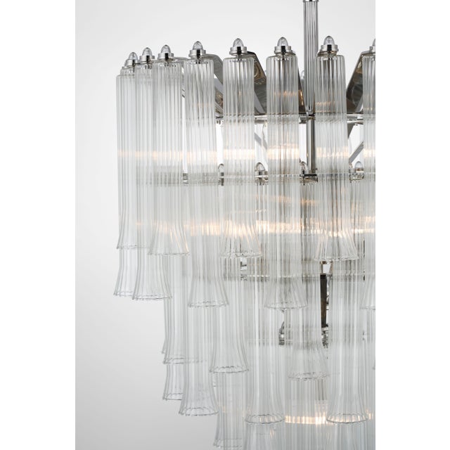 2020s Julie Neill for Visual Comfort Signature Lorelei Small Waterfall Chandelier in Polished Nickel with Clear Glass For Sale - Image 5 of 6