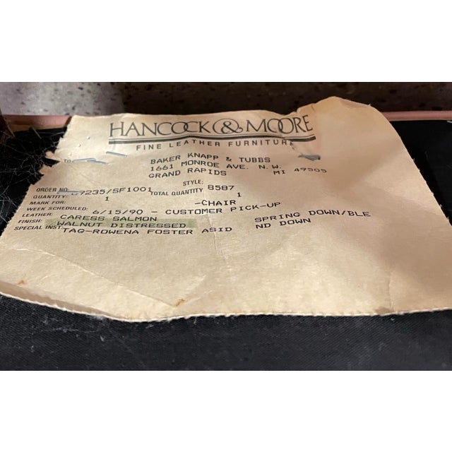 Pink Vintage Salmon Pink Hancock & Moore Leather Lounge Chair For Sale - Image 8 of 8