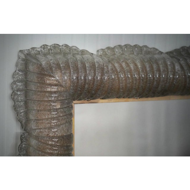 Mid-Century Modern Illuminated Smoky Murano Glass and Brass Wall Mirror, 2000 For Sale - Image 3 of 12