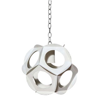 1960s Preben Dahl Style White Enameled Steel Hanging Pendant For Sale