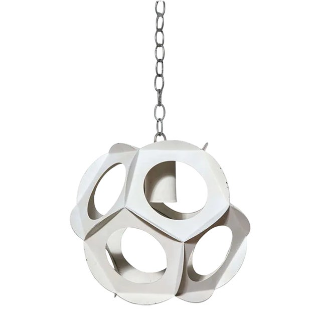 1960s Preben Dahl Style White Enameled Steel Hanging Pendant For Sale