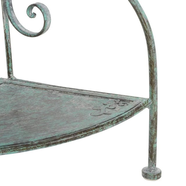 Contemporary Turuca 4 Tier Corner Shelf - Antique Dark Green For Sale - Image 3 of 11