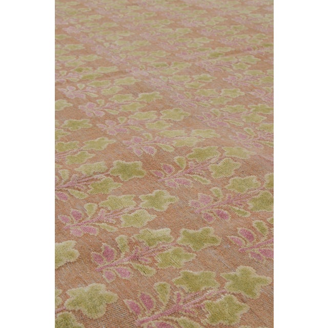 Textile Contemporary Block Print Floral Wool Custom Rug by Rug & Kilim, India For Sale - Image 7 of 10