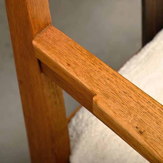 Dutch Art Deco Amsterdam School Armchair in Oak and Bouclé Fabric, 1930s For Sale - Image 15 of 17