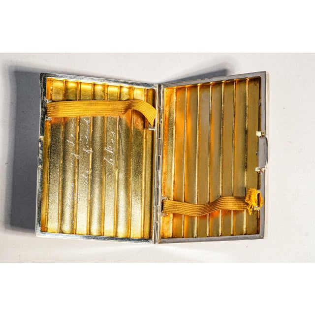 Red Rare Art Deco Antique Silver Black Red Enamel Cigarette Case Court of Siam Bangkok Presentation Box Luxury Tobacciana For Sale - Image 8 of 18