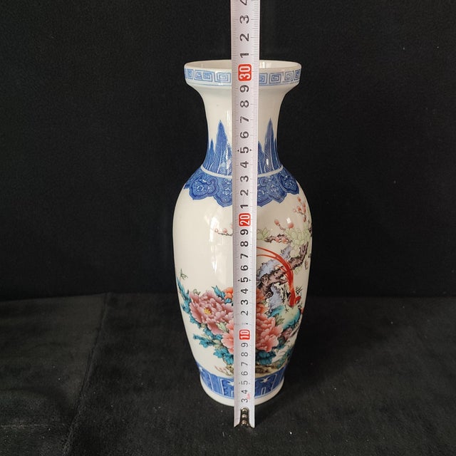Chinese Ceramic Vase,Famille Rose Porcelain Vase Hand Painted Flowers and Birds Pattern For Sale - Image 9 of 11