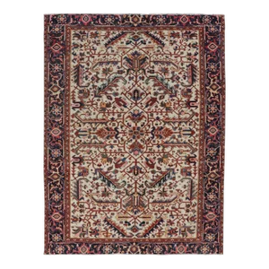 Mid 20th Century Vintage Hand-Knotted Persian Heriz Rug With All Over Geometric Design