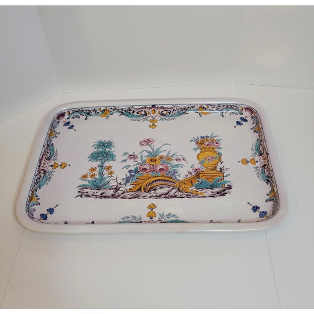 Monumental Antique Swedish Rérstrand Hand-Painted Porcelain Tray, Signed & Dated 1913 For Sale - Image 10 of 13