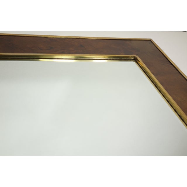 Mid-Century Modern Mid-Century Modernist Brown Parchment and Brass Mirror by Aldo Tura, Italy, 1950 For Sale - Image 3 of 12