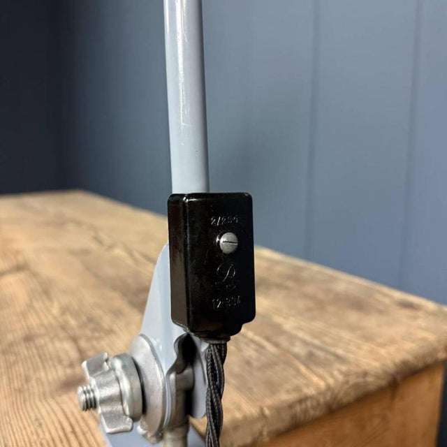 Light Gray Clamp Lamp with Large Enamel Shade from Rademacher, 1950s For Sale - Image 9 of 18