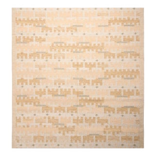 Rug & Kilim’s Scandinavian Style Rug in Ivory and Beige, With Geometric Pattern 5x8 For Sale