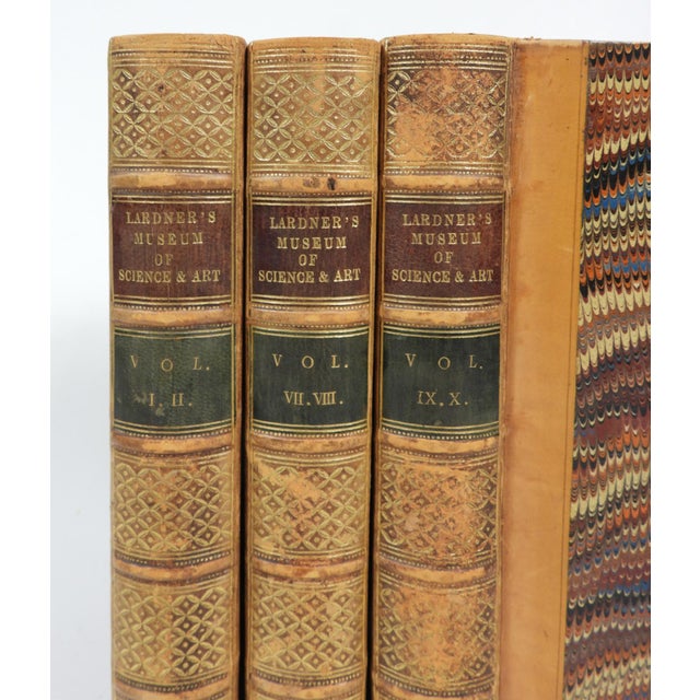 1855 Lardner's Museum of Science and Art Leather and Marbled Paper Books - Set of 3 For Sale - Image 4 of 12
