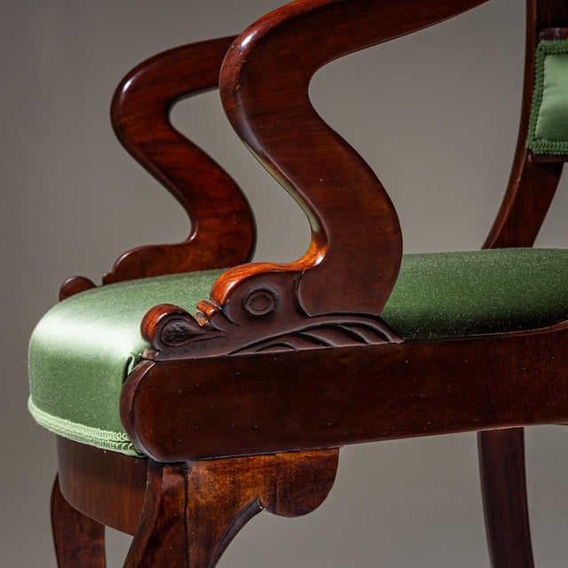 Brown Armchair with Dolphin Motifs, 1800s For Sale - Image 8 of 9