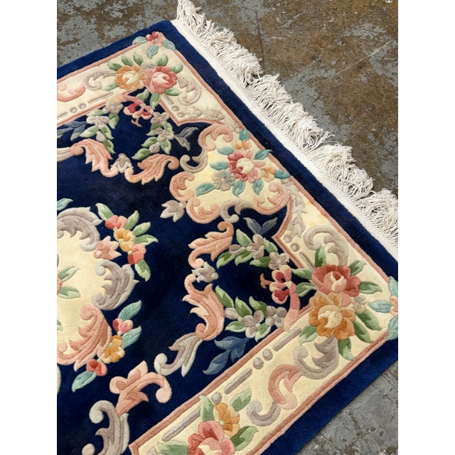 Textile 4ft × 6ft Chinese Floral Wool Area Rug, Circa 1979 For Sale - Image 7 of 12