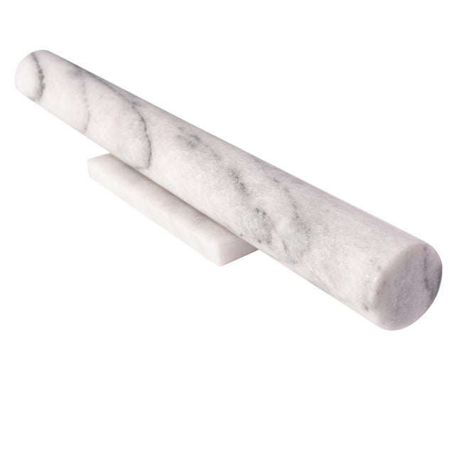 Modern Artifacts Trading Company 12" Straight Rolling Pin with Marble Stand in White For Sale - Image 3 of 3