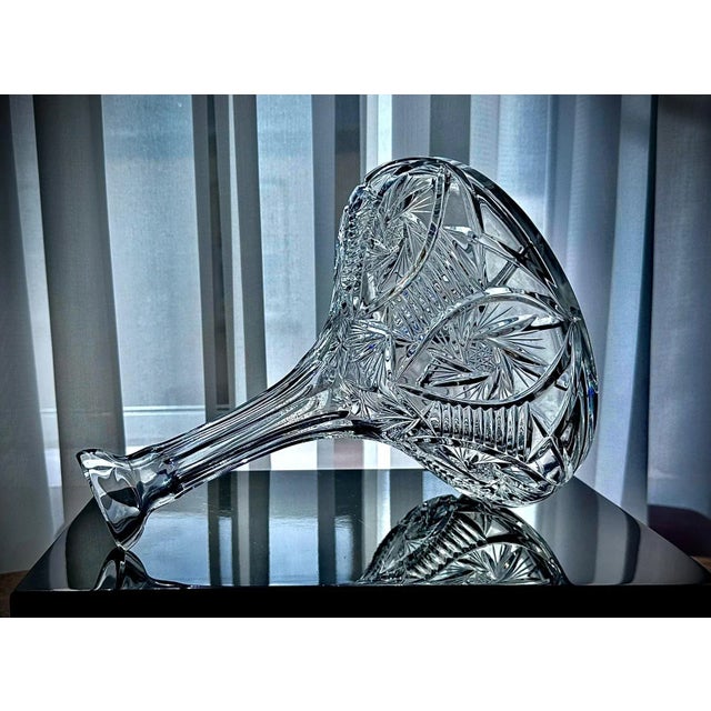 Mid-Century Bohemian Crystal Ship Decanter with Pinwheel Cut and Stopper, 1950s For Sale - Image 9 of 12