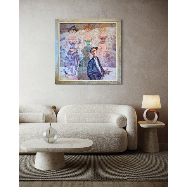 Wood Giampaolo Talani "Women on the Wall" Oil on Board, Large Figurative Work, Tuscan Coastal Art, Contemporary Art by Italian Master For Sale - Image 7 of 12