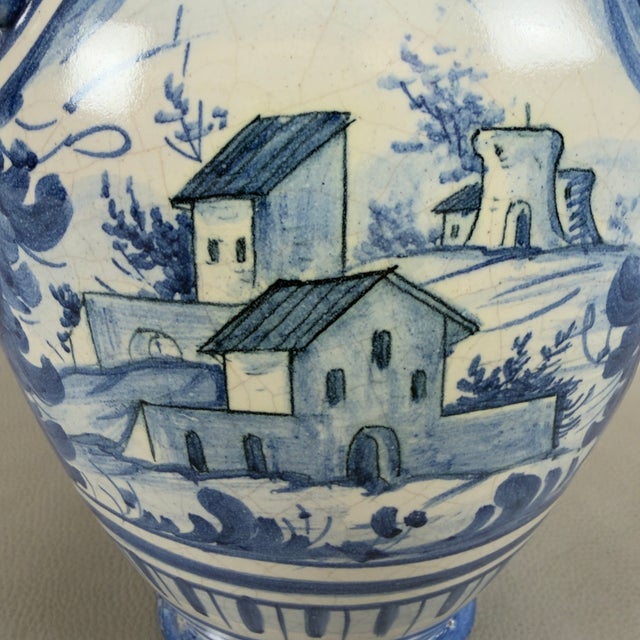 Savona Majolica Amphora Vase with Intertwined Snake Handles, 1700s For Sale - Image 11 of 16
