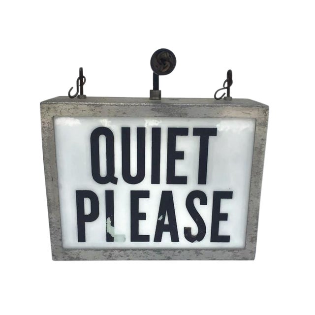 Mid Century Modern Light up Wall Sign Hanging Sign Quiet on the Set