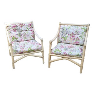 White Lacquered Bamboo Armchairs, Italy, 1970s, Set of 2 For Sale