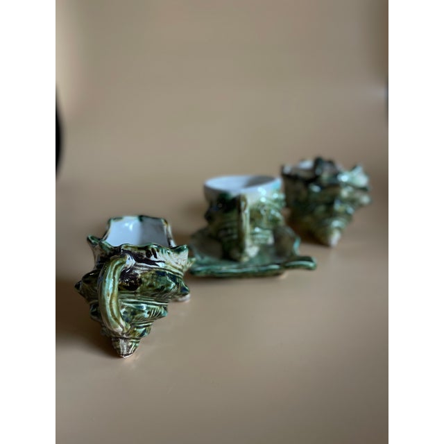 Brutalist Glazed Ceramic Shell Coffee Service for 6, Japan, 1950, Set of 15 For Sale - Image 4 of 18