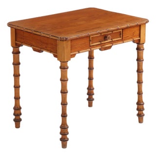 A French Faux Bamboo Pine and Maple Side Table, C. 1880. For Sale