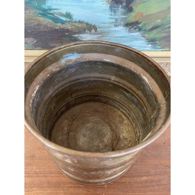 Possibly Antique Brass Toned Decorative Bucket With Side Handles - Vintage Container Possibly Planter For Sale In Seattle - Image 6 of 10