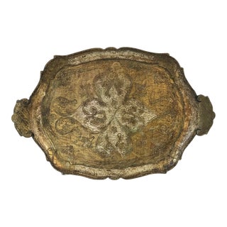 Vintage Italian Florentine Gold Serving Tray For Sale
