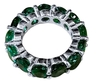 35 Pointer Each 4.5 Carat Emerald Anniversary Eternity Band / Ring in Platinum, Size 6