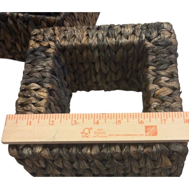 Textile Vintage Woven Natural Fiber Square Wall Shelves, Set of 3 For Sale - Image 7 of 9