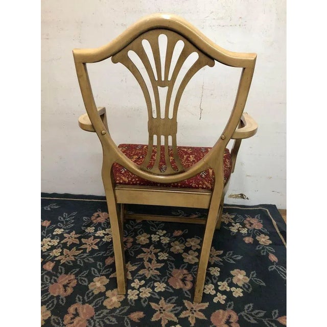 Mid 20th Century Vintage Drexel Federal Style Tan Color Painted Shield-Back Dining Chairs- Set of 5 For Sale - Image 4 of 10