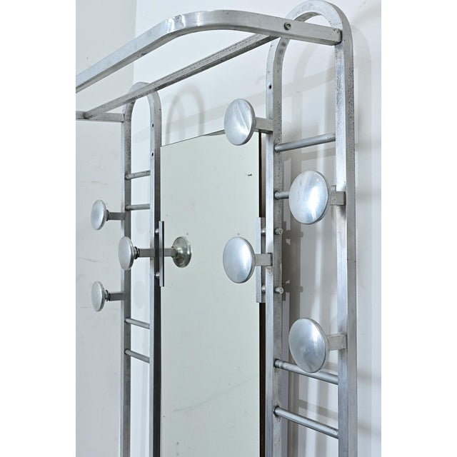 Mid 20th Century French Art Deco Aluminum Hall Tree with Mirror For Sale - Image 5 of 15