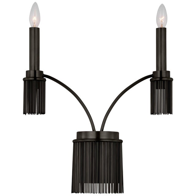 Fisher Weisman for Visual Comfort Signature Sutton Double Sconce in Bronze For Sale