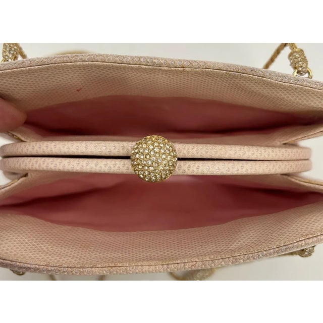 Judith Leiber Pink Lizard Crystal Strap Bag For Sale In Philadelphia - Image 6 of 12