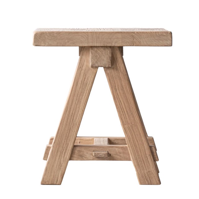 Rustic Matthew Izzo Home Taverna Reclaimed Elm Wood Side Table/Seat For Sale - Image 3 of 6