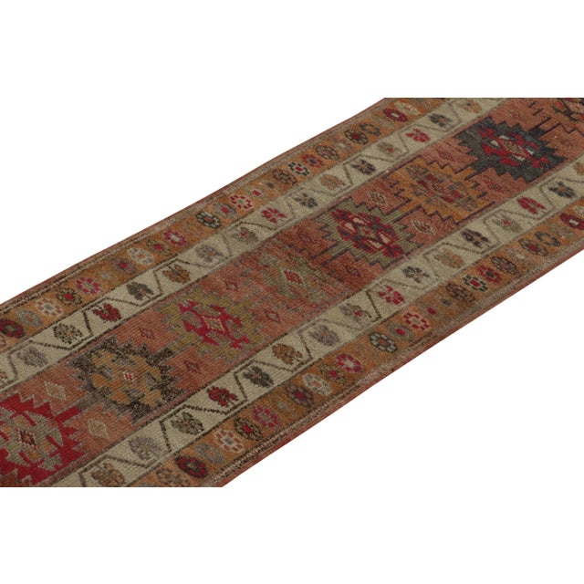 Rug & Kilim Vintage Turkish Runner in Beige-Brown, Rust Red and Gold Tribal Patterns For Sale - Image 4 of 7