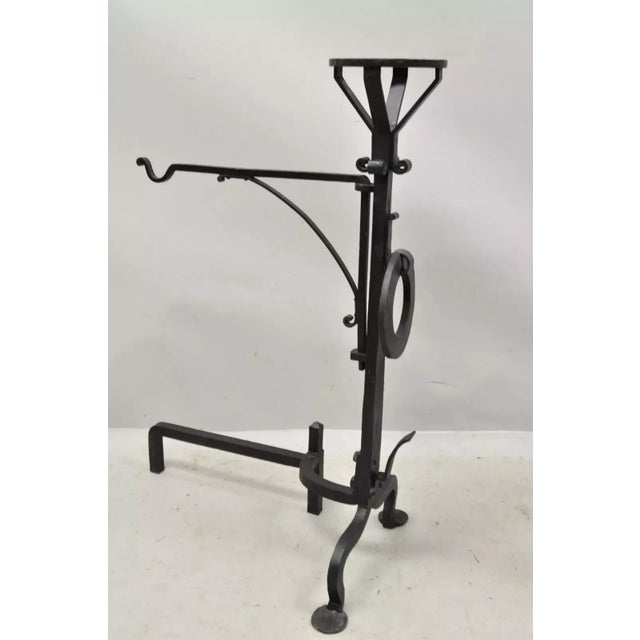 Antique Mission Arts & Crafts Wrought Iron Fireplace Andirons & Fender - 3 Piece Set For Sale - Image 9 of 12