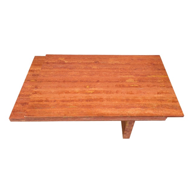 Red Travertine Coffee Table, 1970s For Sale