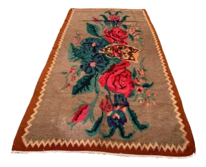 Large Vintage Moldovan Wool Square Kilim Rug