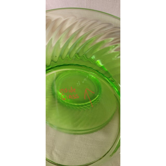 Glass Transparent Green Uranium Glass Salad Plates Set of 6 Early 20th Century For Sale - Image 7 of 18