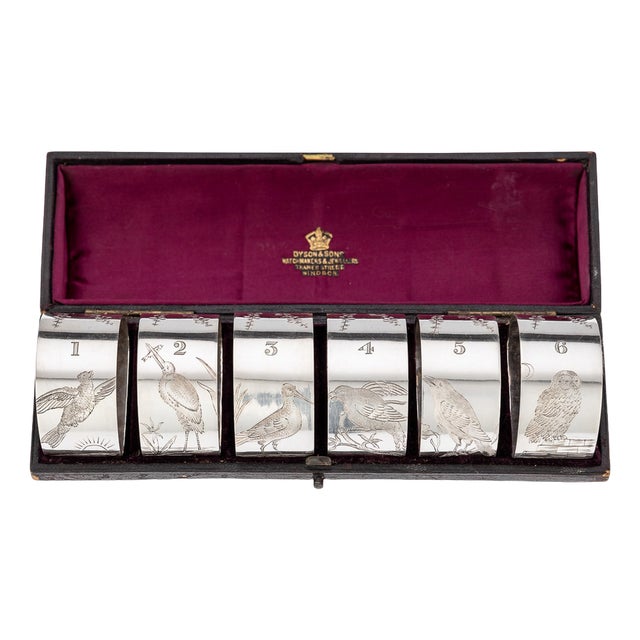 Silver Plated Napkin Holders, Sheffield, England, 1880, Set of 6 For Sale