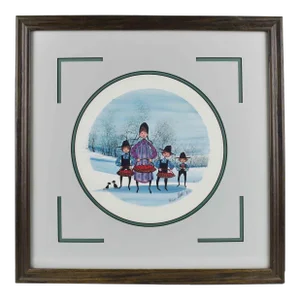 1986 "Kid's Apple" Folk Art Figurative Print by P. Buckley Moss